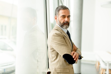 Portrait of bearded handsome middle-aged businessmanの写真素材