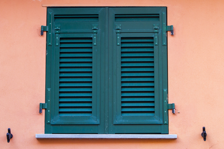 View at closed old windowの写真素材