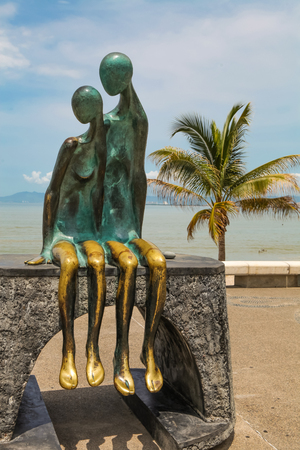 PUERTO VALLARTA, MEXICO - SEPTEMBER 6, 2015: View at La Nostalgia statue at Puerto Vallarta in Mexico. It was made by Jose Ramiz Barquet in 1984のeditorial素材