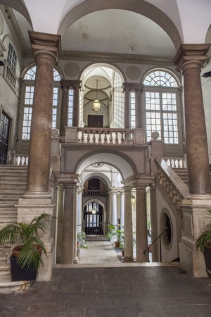 GENOA, ITALY - JUNE 2, 2015: Detail of the Genoa unversity in Italy. It was established at 1481 and today  is one of the largest universities in Italy.のeditorial素材