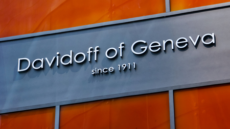 NEW YORK, USA - MAY 2, 2013: Detail of Davidoff of Geneva store in New York. It is Swiss premium brand for cigars and smoke accessories founded at 1911.のeditorial素材