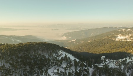 Aerial view at Divcibare, Serbia at winter timeの写真素材