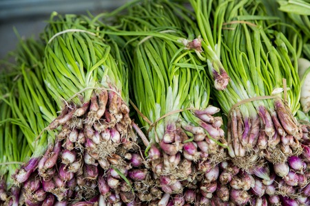 Close up detail view at the fresh vegetables on the market in Dambulla, Sri Lankaの写真素材