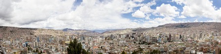 LA PAZ, BOLIVIA - JANUARY 10, 2018: Aerial view at La Paz, Bolivia. It is capital and  third largest Bolivian cityのeditorial素材