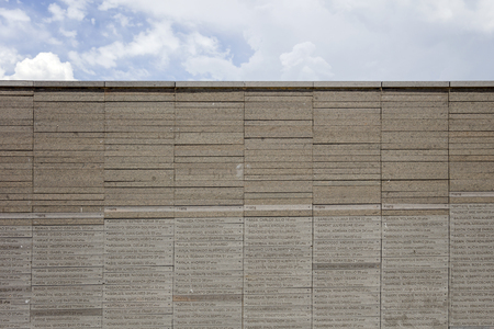 BUENOS AIRES, ARGENTINA - JANUARY 22, 2018: Detail from Remembrance park in Buenos Aires, Argentina. It is an open air museum dedicaed to the victims of the 197683 military regime.のeditorial素材