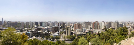 SANTIAGO, CHILE - JANUARY 17, 2018: Panoramic view at Santiago, Chile. With more than 5,5 million citizens, Santiago is 6th most populous Latin American city.のeditorial素材