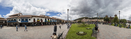 CUSCO, PERU - JANUARY 1, 2018: Unidentified people on the street of Cusco, Peru. the Entire city of Cusco was designated a UNESCO World Heritage Site in 1983.のeditorial素材