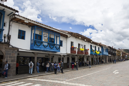 CUSCO, PERU - JANUARY 1, 2018: Unidentified people on the street of Cusco, Peru. the Entire city of Cusco was designated a UNESCO World Heritage Site in 1983.のeditorial素材