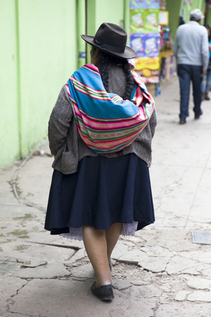 Unidentified woman on the street of Cusco, Peru.の写真素材