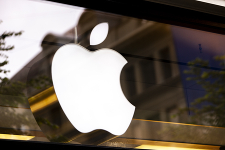 ZURICH, SWITZERLAND - MAY 17, 2018: Detail from Apple store in Zurich, Switzerland. Apple is American multinational corporation founded at 1976 at Cupertino, California.のeditorial素材