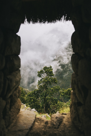 View at Machu Picchu Inca ruins in Peruの写真素材