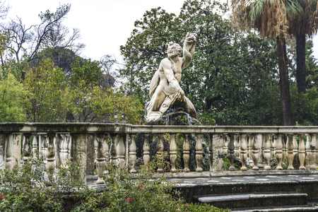 GENOA, ITALY - MARCH 11, 2018: Detail from Giardino del Satiro at Villa del Principe in Genoa, Italy. Villa was built between 1521 and 1529 for Andrea Doria, Admiral of Emperor Charles V.のeditorial素材