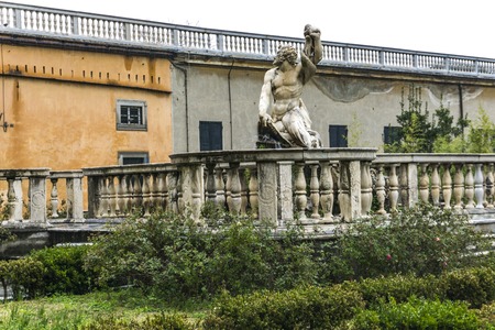 GENOA, ITALY - MARCH 11, 2018: Detail from Giardino del Satiro at Villa del Principe in Genoa, Italy. Villa was built between 1521 and 1529 for Andrea Doria, Admiral of Emperor Charles V.のeditorial素材