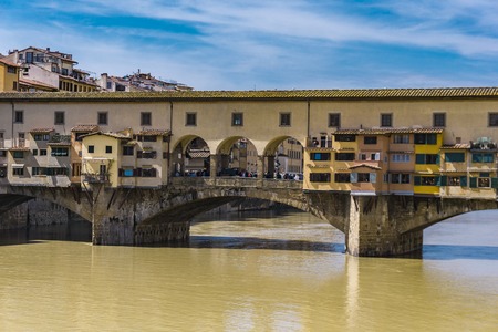 View at Ponte Vecchio over the Arno river in Florence, Italyの写真素材