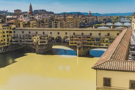View at Bridge Ponte Vecchio in Florence, Italyの写真素材