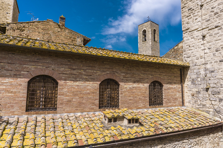 View at old town of San Gimignano in Tuscany, Italy.の写真素材