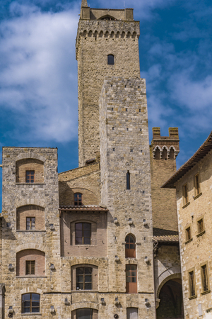View at old town of San Gimignano in Tuscany, Italy.の写真素材