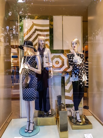 BERGAMO, ITALY - APRIL 28, 2017: Detail of Luisa Spagnoli shop in Bergamo, Italy. It is an italian women fashion brand founded at 1928.のeditorial素材