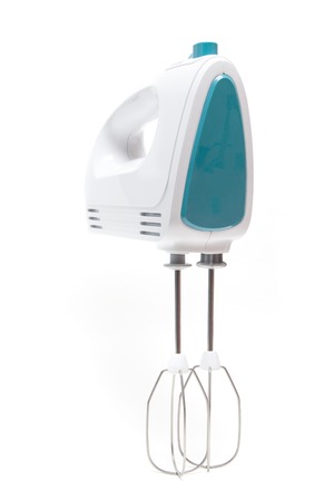 View at electric food mixer on white backgroundの写真素材