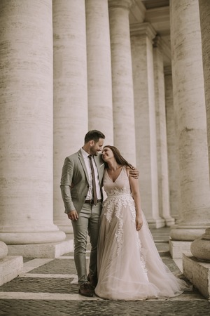 Young wedding couple in Vatican, Rome, Italy