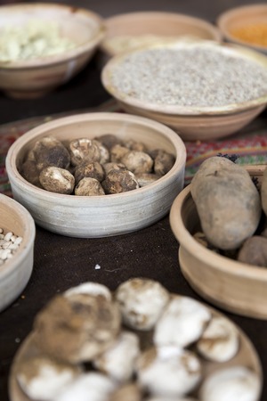 Detail of Andean food ingredients at Cusco, Peruの写真素材