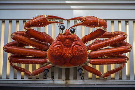 OSAKA, JAPAN - OCTOBER 9, 2016: Kani Doraku mechanical crab at Osaka, Japan. This mechanical billboard in front of the crab restaurant Kani Doraku was built in 1960.のeditorial素材