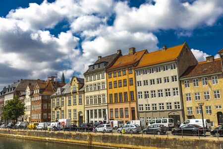 COPENHAGEN, DENMARK - JUNE 13, 2018: View at canal in Copenhagen, Denmark. Copenhagen is the capital...