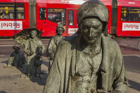 WROCLAW, POLAND - JUNE 11, 2018: The Anonymous Pedestrians sculptures from Wroclaw, Poland. These 14 figures were made by Polish artist Jerry Kalina in 2005.のeditorial素材