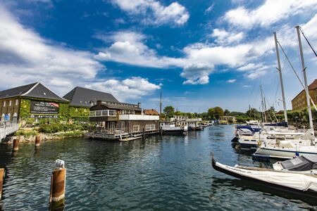 COPENHAGEN, DENMARK - JUNE 14, 2018: View at canal in Copenhagen, Denmark. Copenhagen is the capital and most populous city of Denmark.のeditorial素材