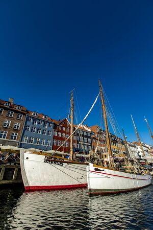 COPENHAGEN, DENMARK - JUNE 13, 2018: Detail from Nyhavn in Copenhagen, Denmark. Nyhavn is a 17th century waterfront and entertainment district in Copenhagen.のeditorial素材