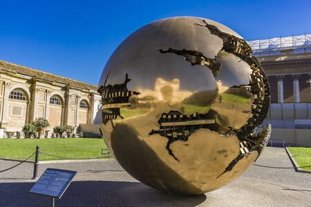 VATICAN - SEPTEMBER 25, 2018: Sphere Within Sphere statue at Vatican museums. It is largest museum complex in the world with over 1000 museums and galleries.のeditorial素材