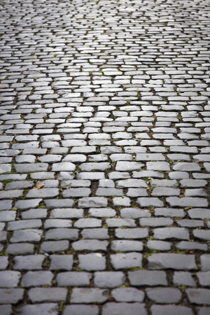 Closeup detail of the stone block pathwayの写真素材