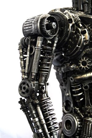 HANNOVER, GERMANY - OCTOBER 25, 2018: Detail of the scrap metal sculpture made by Giants of steel...