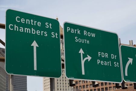 NEW YORK, USA - APRIL 21, 2016: Street signs on the street of New York. With more than 8 million citizens it is the most populous city in the United Statesのeditorial素材