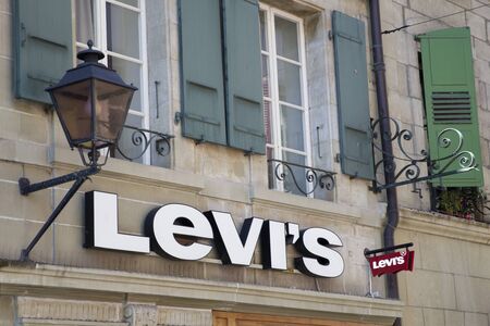 LAUSANNE, SWITZERLAND - SEPTEMBER 24, 2018: Detail of the Levi Strauss and Co. shop in Lausanne,...