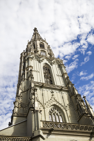 Perspective view at the toer of Bern Minster in Switzerland