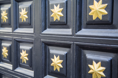 Closeup detail of the decorative door from Fez, Moroccoの写真素材