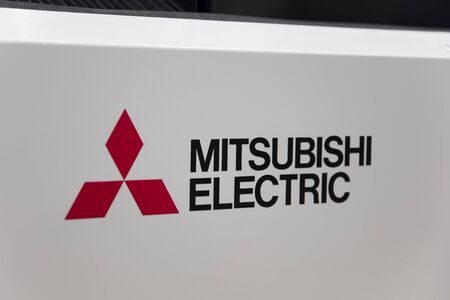 HANOVER, GERMANY - OCTOBER 25, 2018: View at Mitsubishi Electric sign in Hanover, Germany. It is a Japanese multinational electronics and electrical equipment manufacturing company.のeditorial素材