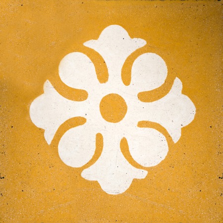 Colorful traditional balinese ceramic tile with geometric shapeの写真素材