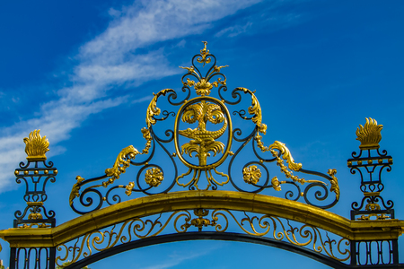 Ornamental gate of Les Jardins de La Fontaine in Nimes, France