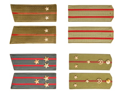 Set of Soviet army officer shoulder straps isolated on the white background