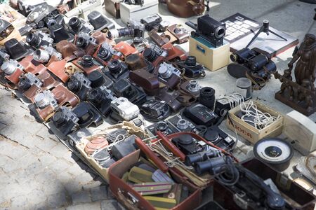 TBILISI, GEORGIA - MAY 3, 2019: Old and antique things on sale at Dry Bridge Market in Tbilisi,...