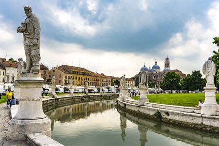 PADUA, ITALY - MAY 25, 2019: View at Statues at Prato della Valle square in Padua, Italy. It is the largest square in Italy and one of the largest in Europeのeditorial素材