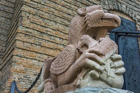 Detail of the griffin at entrance to St. Justina Basilica, Padua, Italyの写真素材