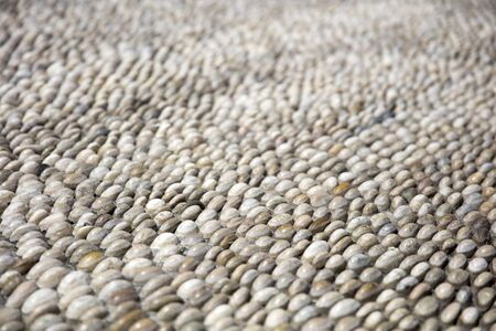 Closeup detail of the oval stone pathwayの写真素材