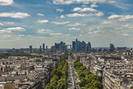 PARIS, FRANCE - JUNE 16, 2017: Aerial view at streets of Paris, France. Paris is the capital and most populous city of France.のeditorial素材