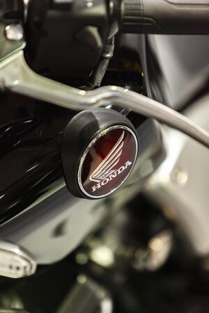 BELGRADE, SERBIA - MARCH 23, 2019: Detail of the Honda CB1000 R motorcycle. Honda is a Japanese...
