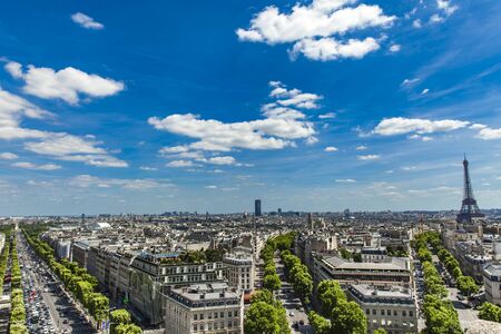 PARIS, FRANCE - JUNE 16, 2017: Aerial view at streets of Paris, France. Paris is the capital and most populous city of France.のeditorial素材