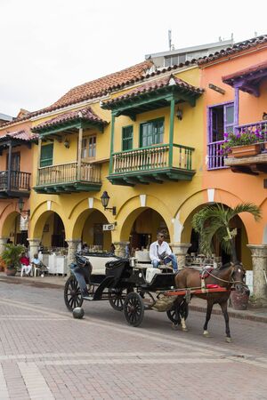 CARTAGENA, COLOMBIA - SEPTEMBER 15, 2019: Unidentified people on the street of Cartagena, Colombia. Cartagena is a port city on Colombiaâs Caribbean coastのeditorial素材