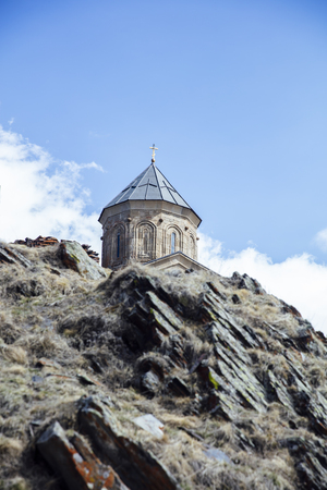View at Gergeti Trinity Church in Georgia
